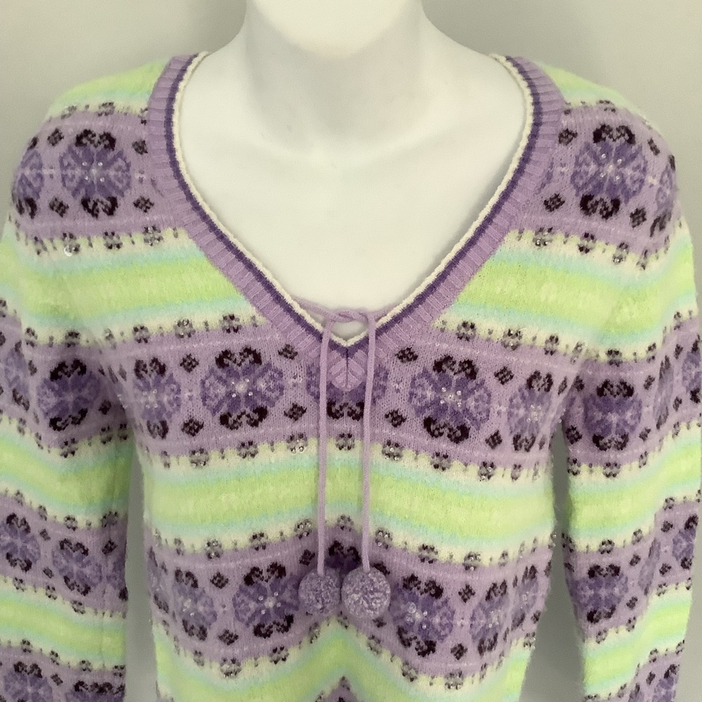 Limited Too Vintage Embellished Pullover Sweater Sz. L/14 - Picture 6 of 7